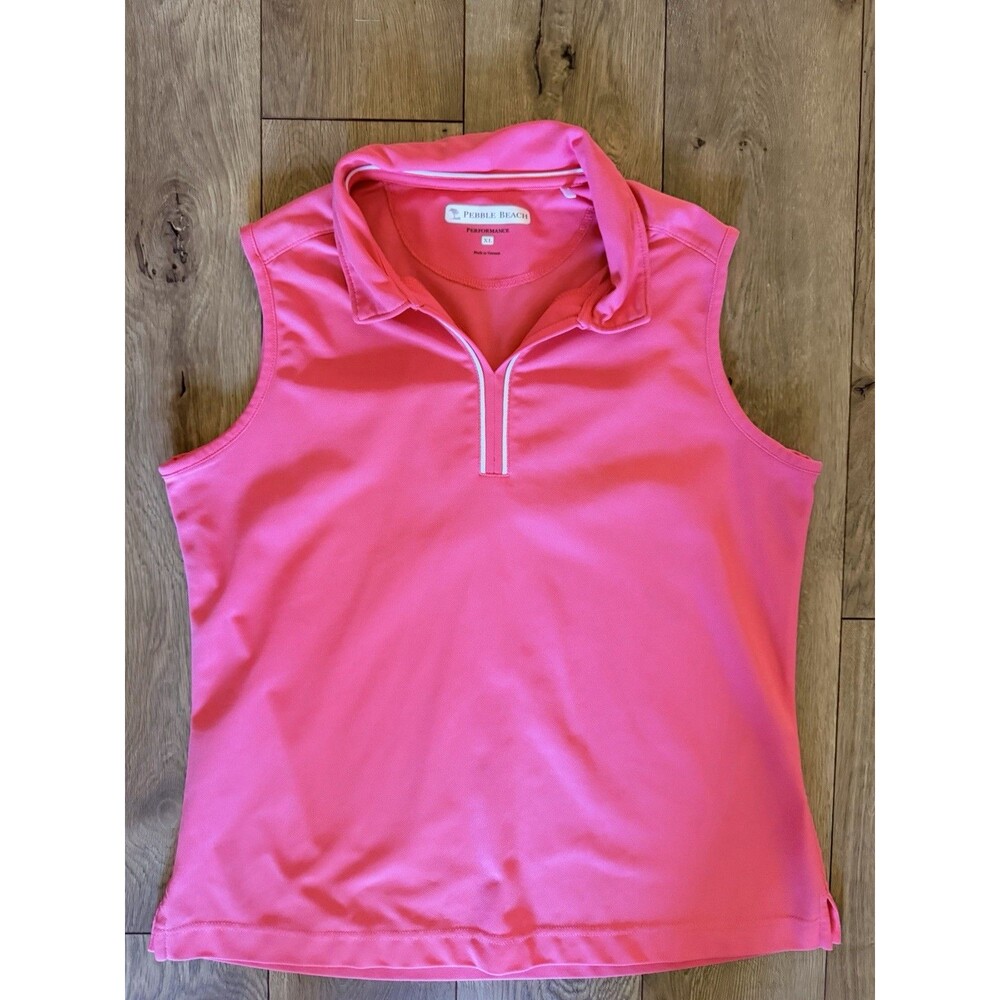 Women’s Pebble Beach Dry Performance Sleeveless Golf Polo Sz XLarge Pink